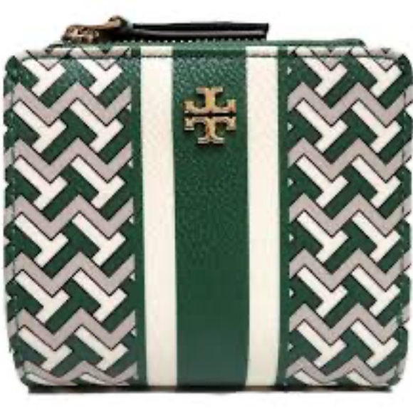 Tory Burch Green and White Geometric Wallet - Picture 1 of 10